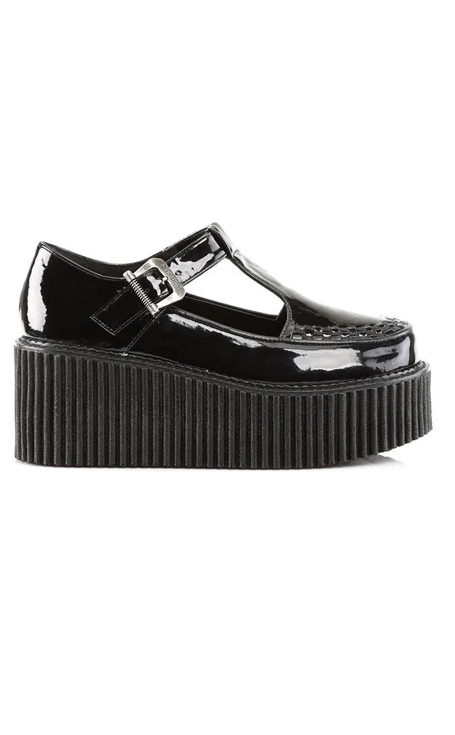 CREEPER-214 Black Patent Creepers