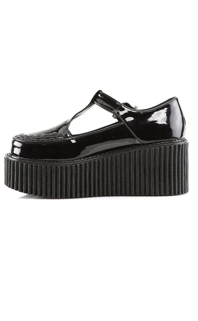 CREEPER-214 Black Patent Creepers