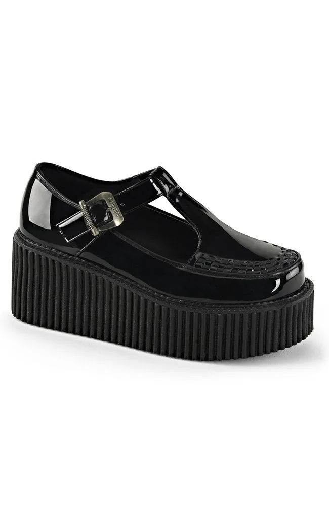 CREEPER-214 Black Patent Creepers