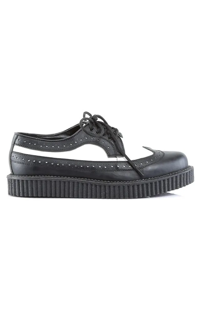 CREEPER-608 Black & White Leather Creepers