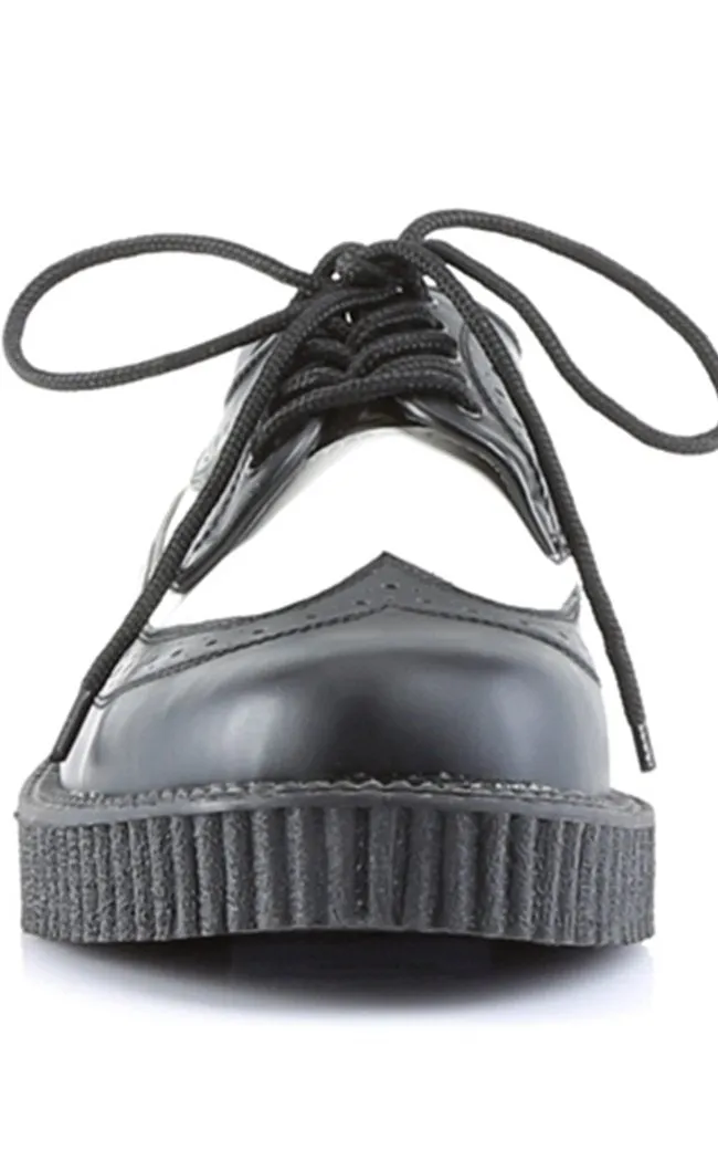 CREEPER-608 Black & White Leather Creepers