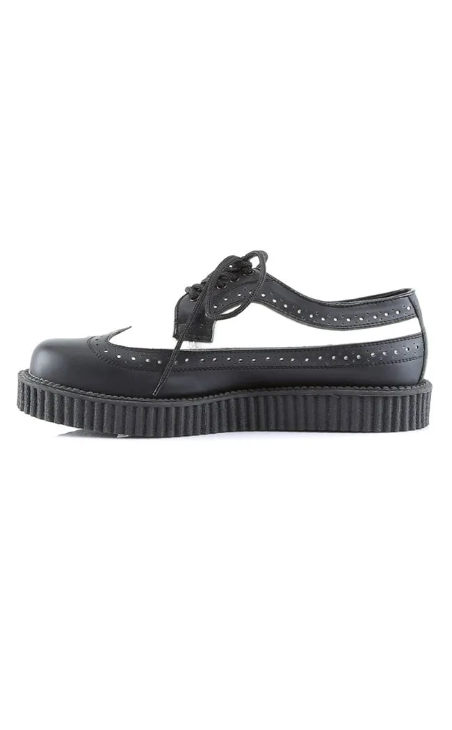 CREEPER-608 Black & White Leather Creepers