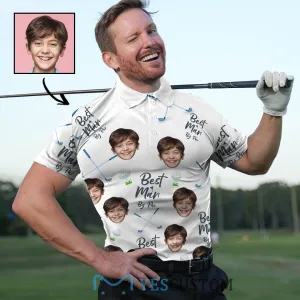 Custom Face Best Man By Par All Over Print Polo Shirt Personalized Men's Golf Shirt