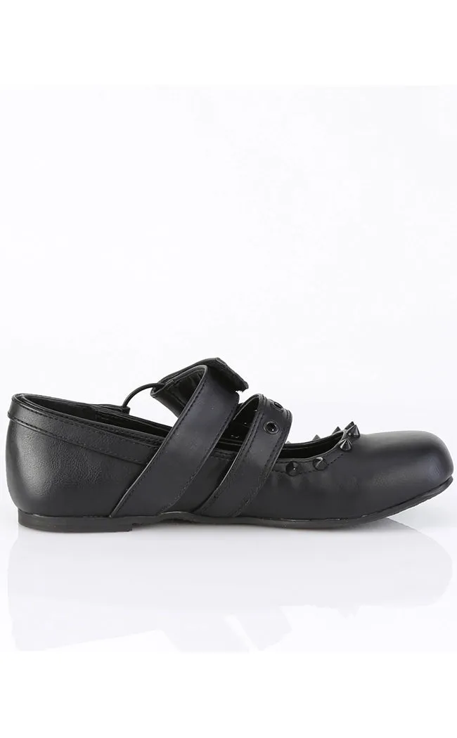 DAISY-08 Black Vegan Leather Flats