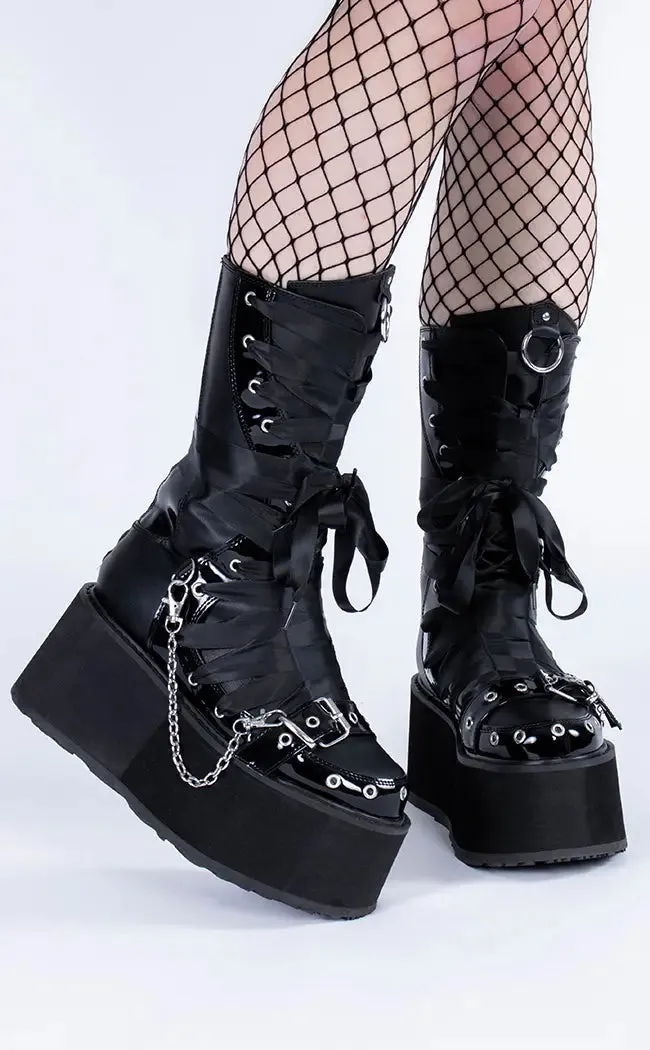 DAMNED-120 Black Vegan Leather Patent Boots