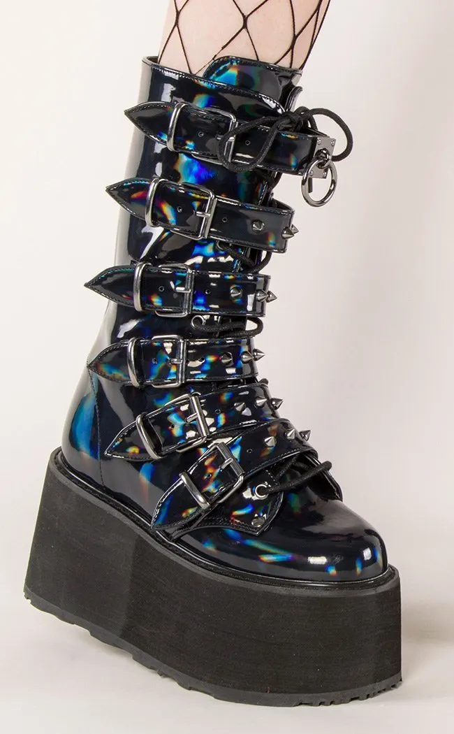 DAMNED-225 Black Holographic Boots (Au Stock)