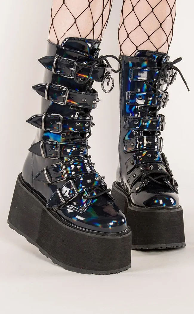 DAMNED-225 Black Holographic Boots (Au Stock)