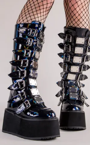 DAMNED-318 Black Holographic Boots (Au Stock)