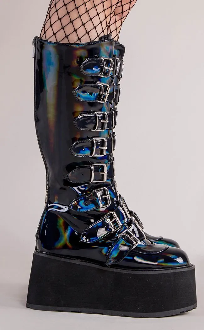 DAMNED-318 Black Holographic Boots (Au Stock)