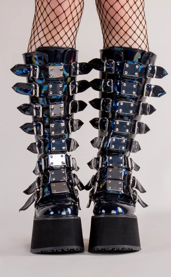 DAMNED-318 Black Holographic Boots (Au Stock)