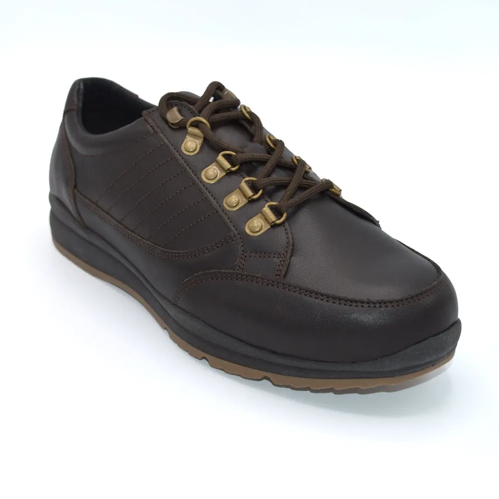 DB Sharnbrook - Mens Extra Wide Fit Trainer/Shoe - 6V (6E-8E) Fitting - Brown Leather