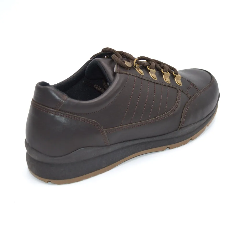 DB Sharnbrook - Mens Extra Wide Fit Trainer/Shoe - 6V (6E-8E) Fitting - Brown Leather