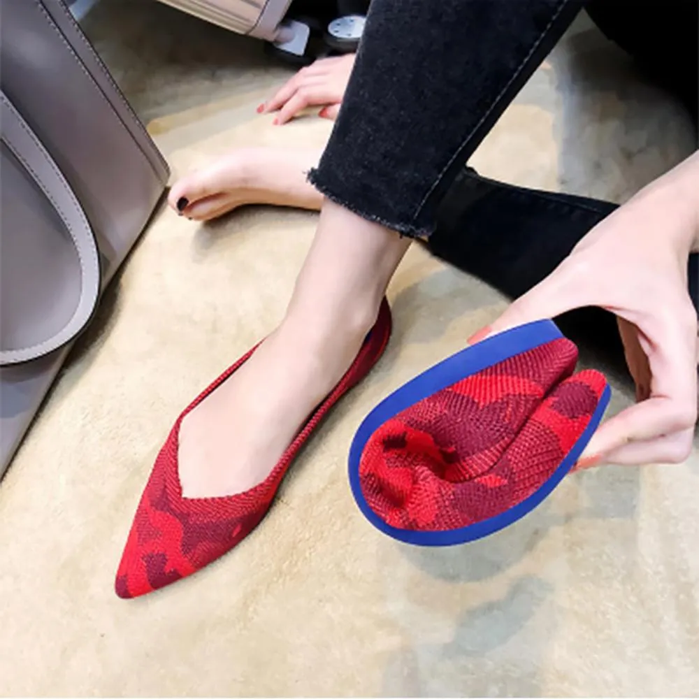 Delicate Flat Knitted Pointed Shoes