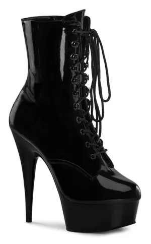 DELIGHT-1020 Black Patent Ankle Boots [In Stock]