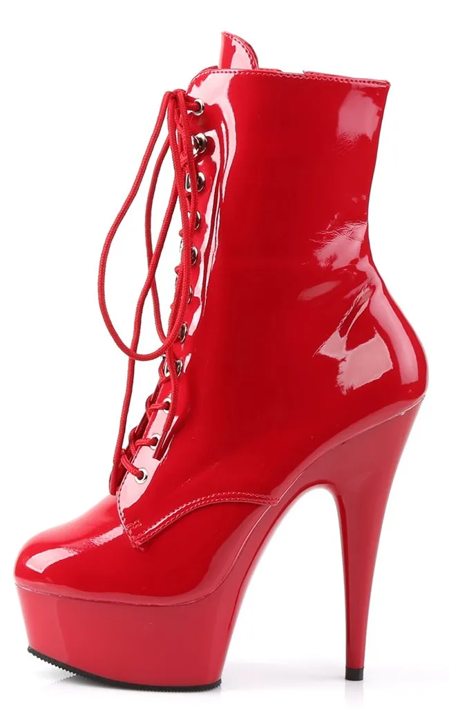 DELIGHT-1020 Red Patent Ankle Boots