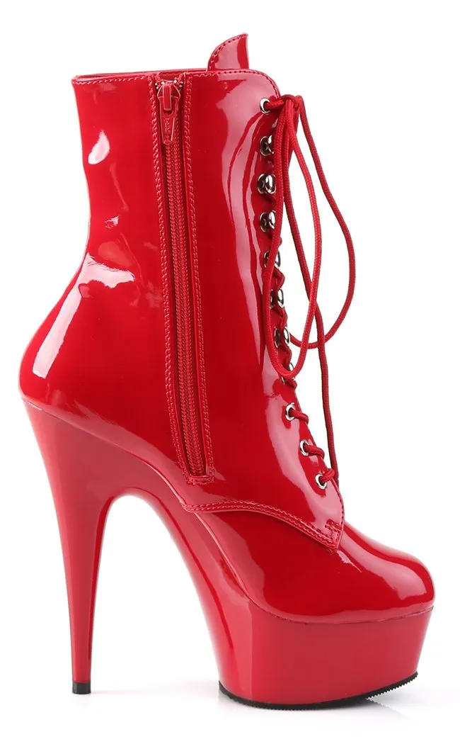 DELIGHT-1020 Red Patent Ankle Boots