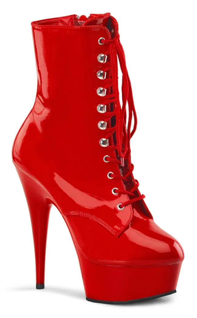 DELIGHT-1020 Red Patent Ankle Boots