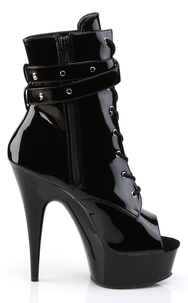 DELIGHT-1033 Black Patent Ankle Boots