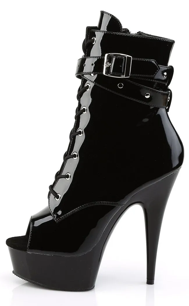 DELIGHT-1033 Black Patent Ankle Boots