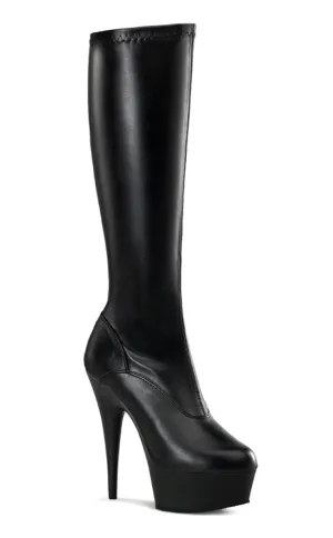 DELIGHT-2000 Black Vegan Leather Knee High Boots