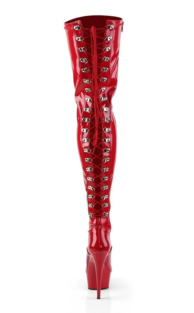 DELIGHT-3063 Red Patent Thigh High Boots