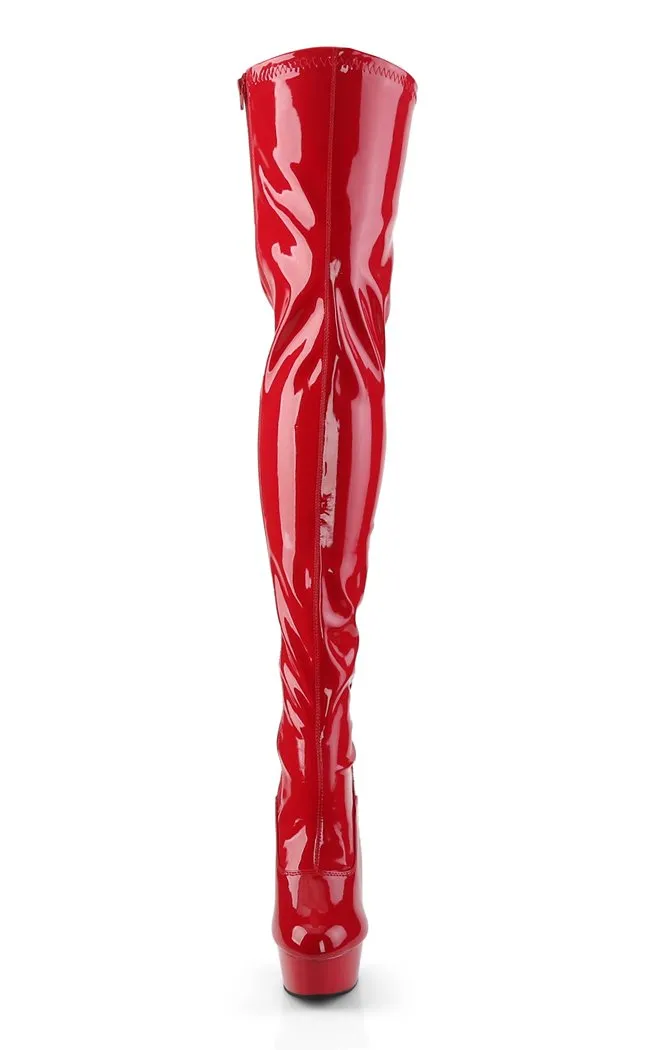 DELIGHT-3063 Red Patent Thigh High Boots