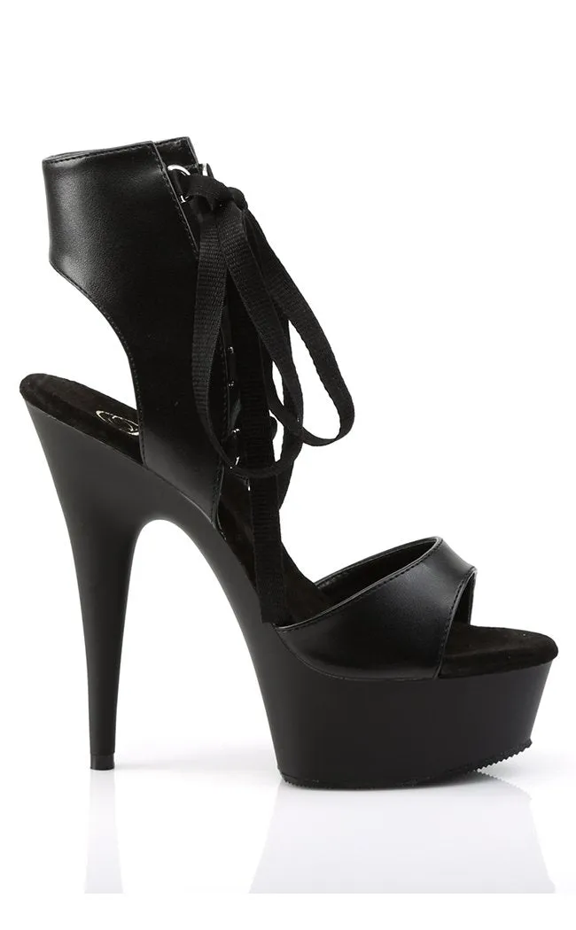 DELIGHT-600-14 Black Vegan Leather Heels