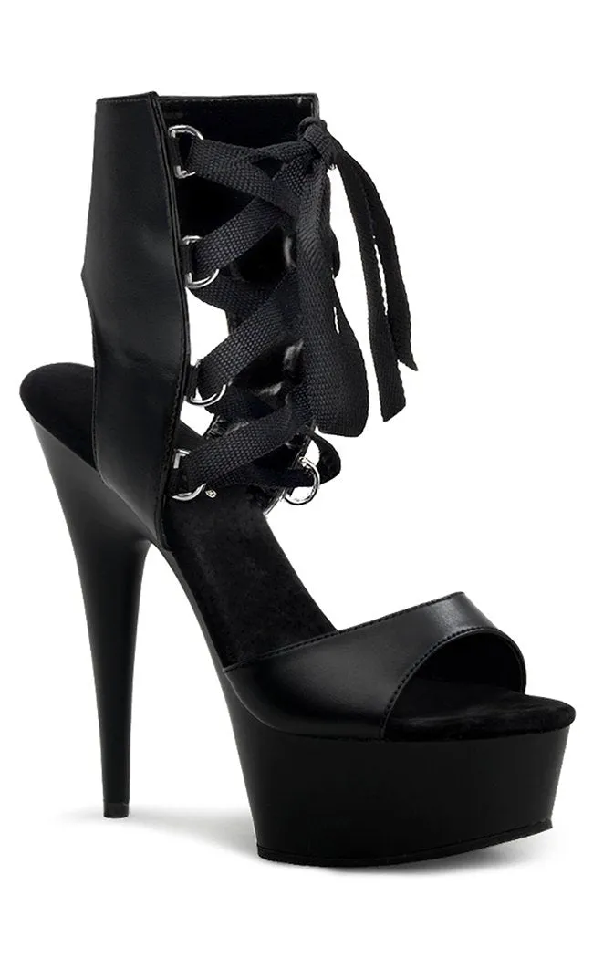 DELIGHT-600-14 Black Vegan Leather Heels