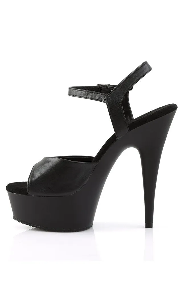 DELIGHT-609 Black Vegan Leather Heels