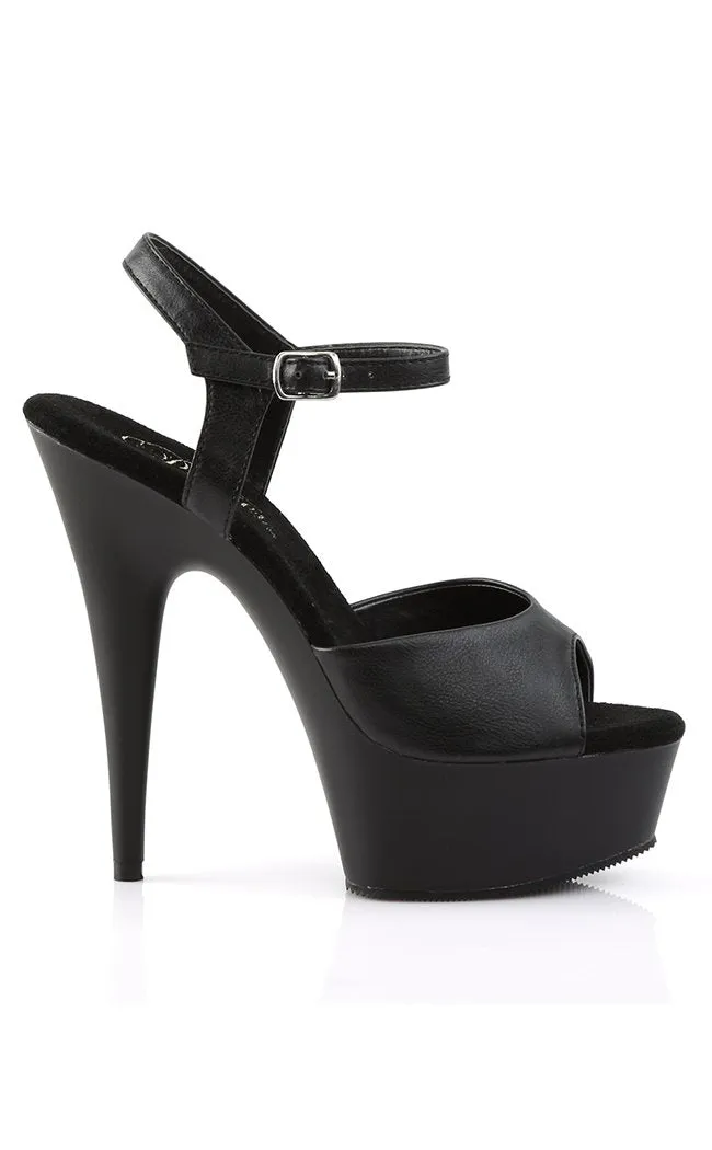 DELIGHT-609 Black Vegan Leather Heels