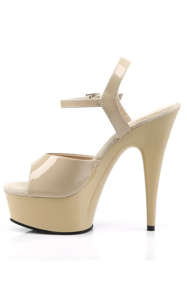 DELIGHT-609 Cream Patent Heels