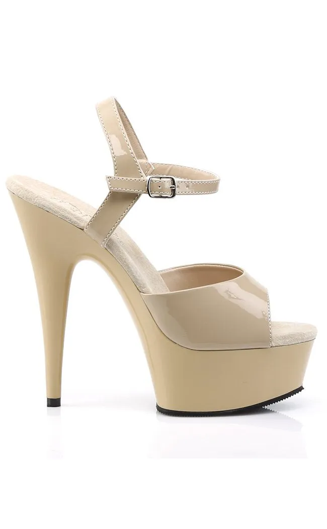 DELIGHT-609 Cream Patent Heels