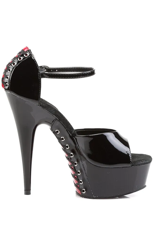 DELIGHT-660FH Black & Red Patent Platform Heels