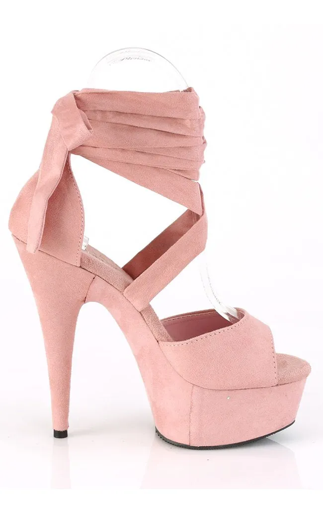 DELIGHT-679 Baby Pink Suede Platform Heels