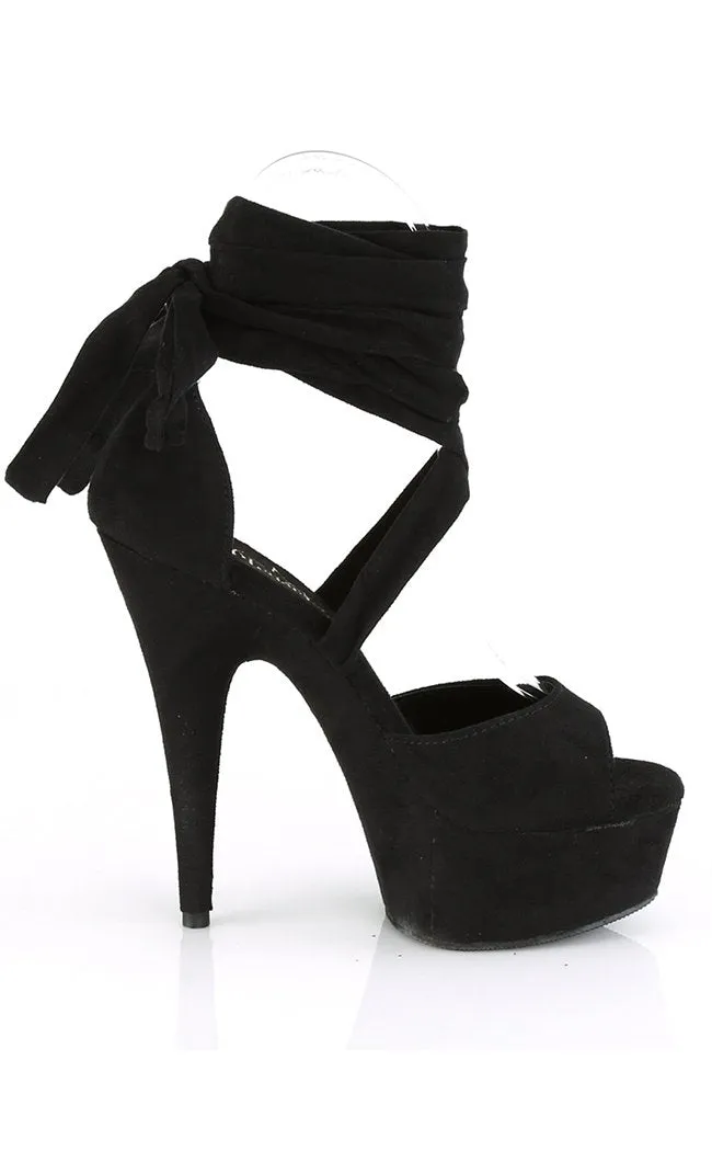 DELIGHT-679 Black Suede Platform Heels