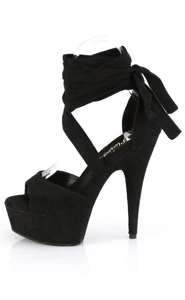 DELIGHT-679 Black Suede Platform Heels