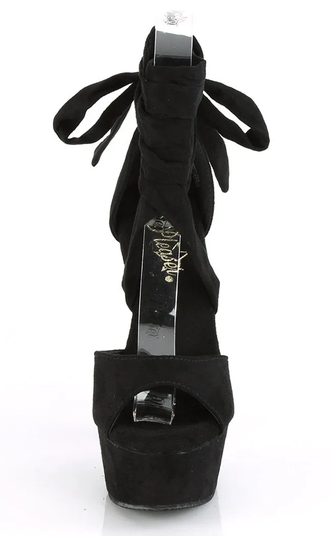 DELIGHT-679 Black Suede Platform Heels