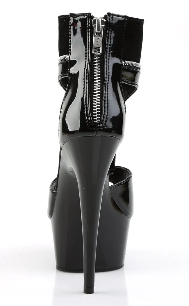 DELIGHT-690 Black Patent Platform Heels