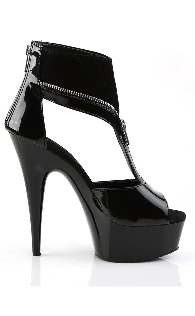 DELIGHT-690 Black Patent Platform Heels