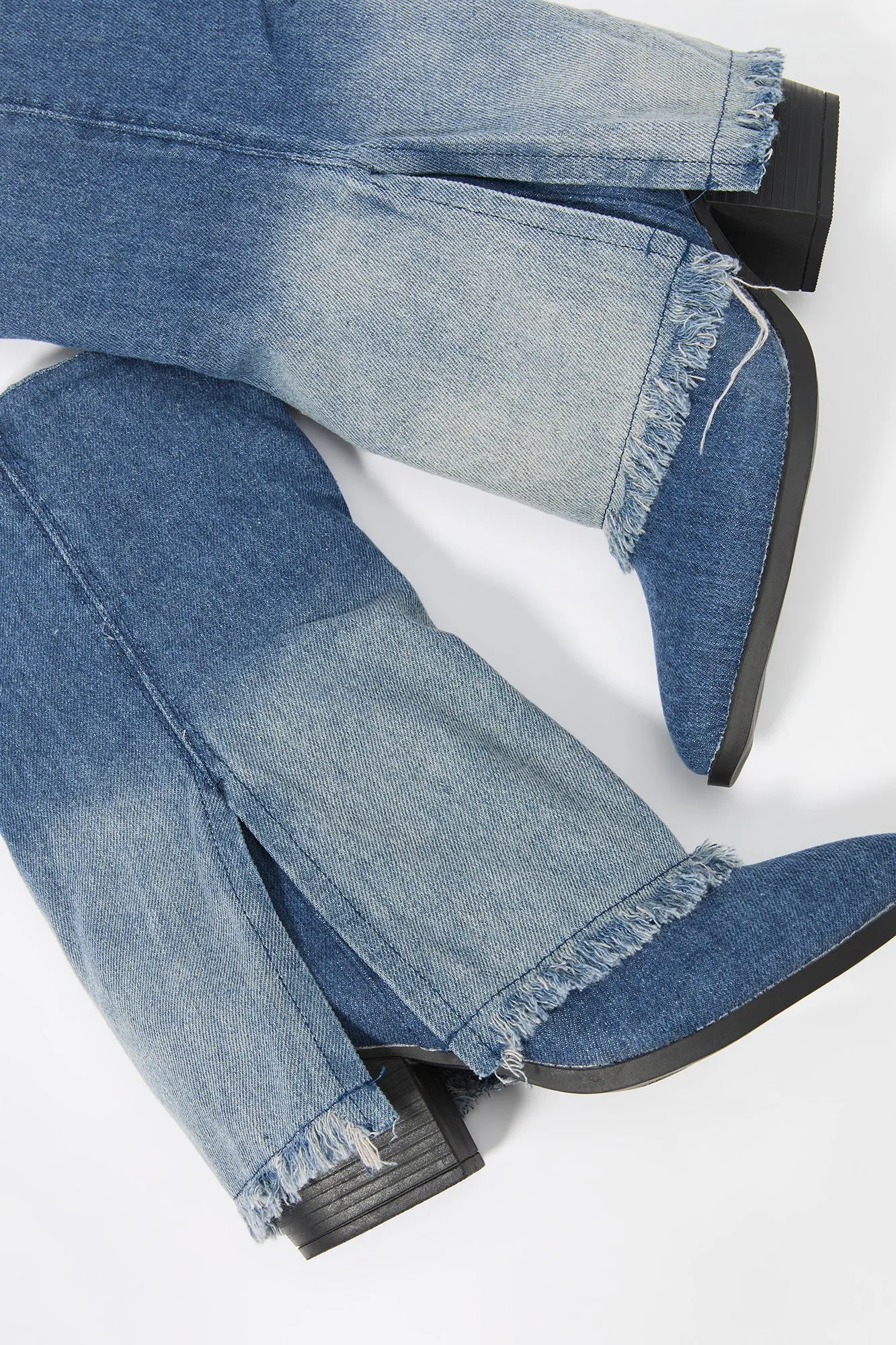 Denim Foldover Shaft Heeled Boot