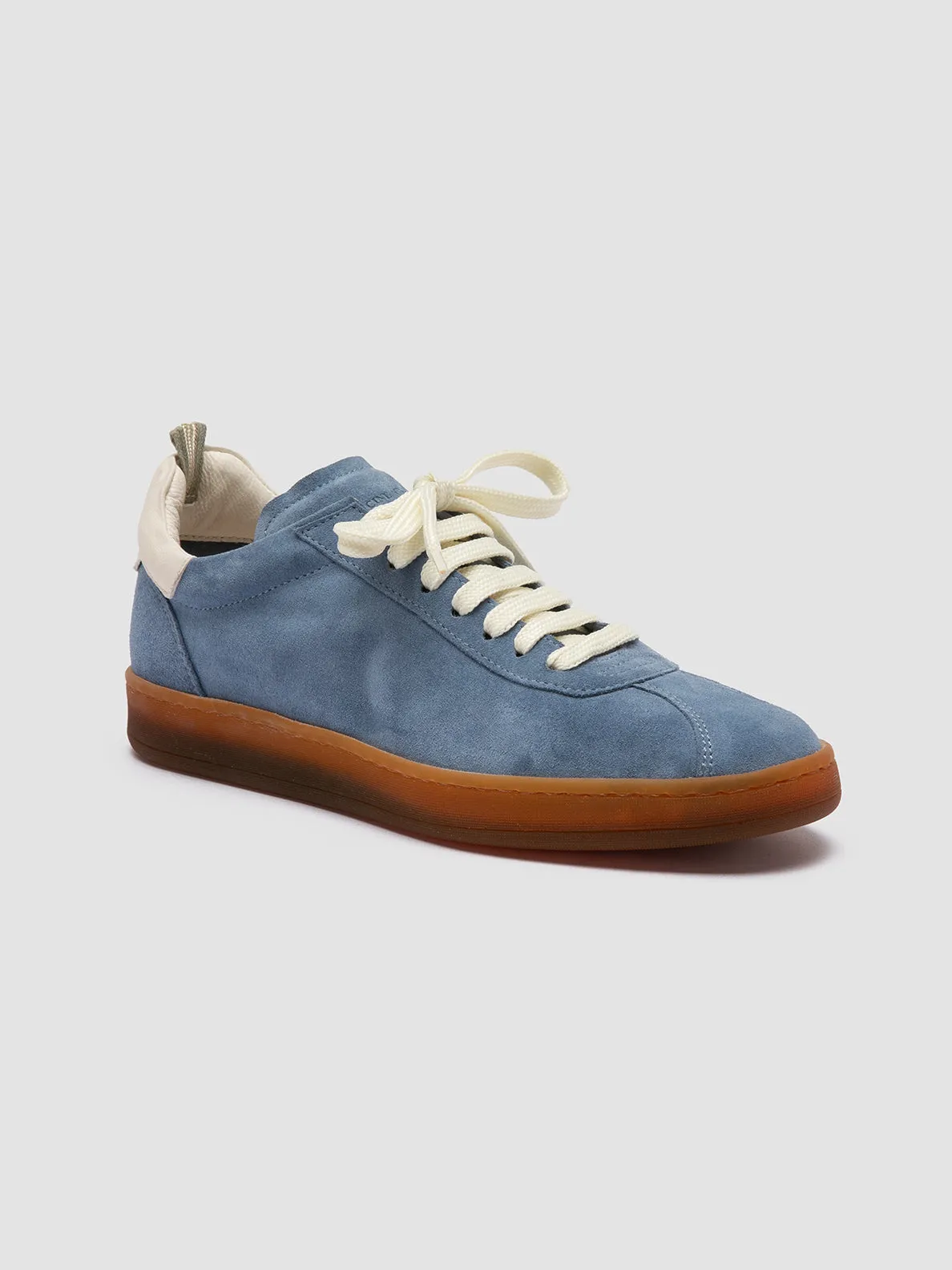 DESTINY 101 - Blue Leather and Suede Low Top Sneakers