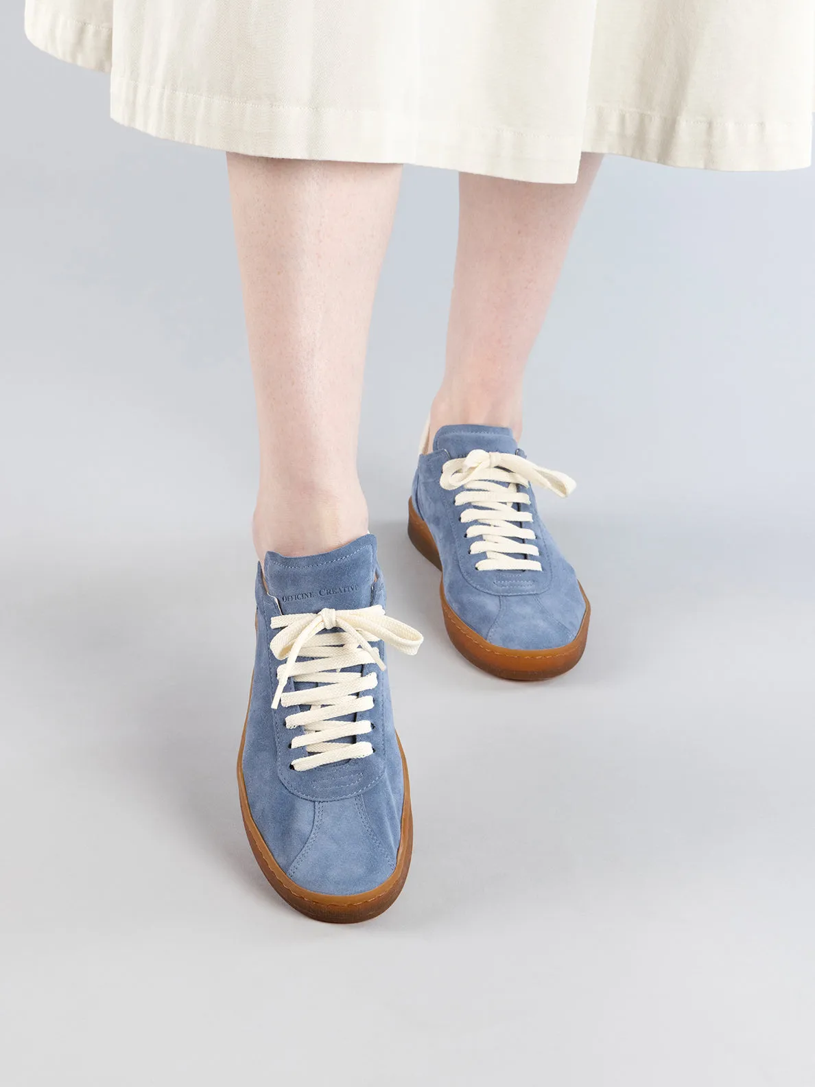 DESTINY 101 - Blue Leather and Suede Low Top Sneakers