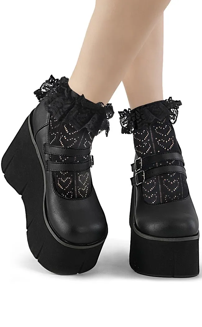 DH-15 Black Heart Ruffle Socks