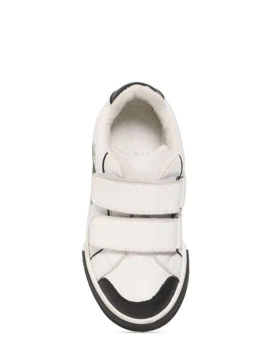 Dolce&amp;Gabbana   Logo print leather strap sneakers 