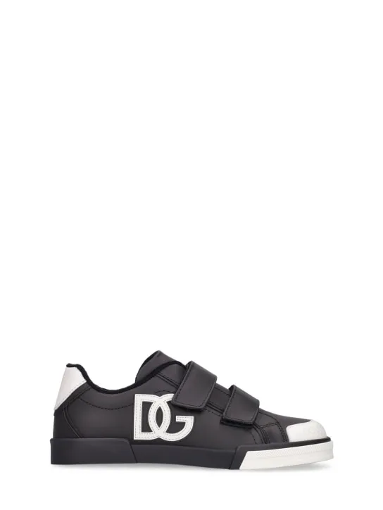 Dolce&amp;Gabbana   Logo print leather strap sneakers 