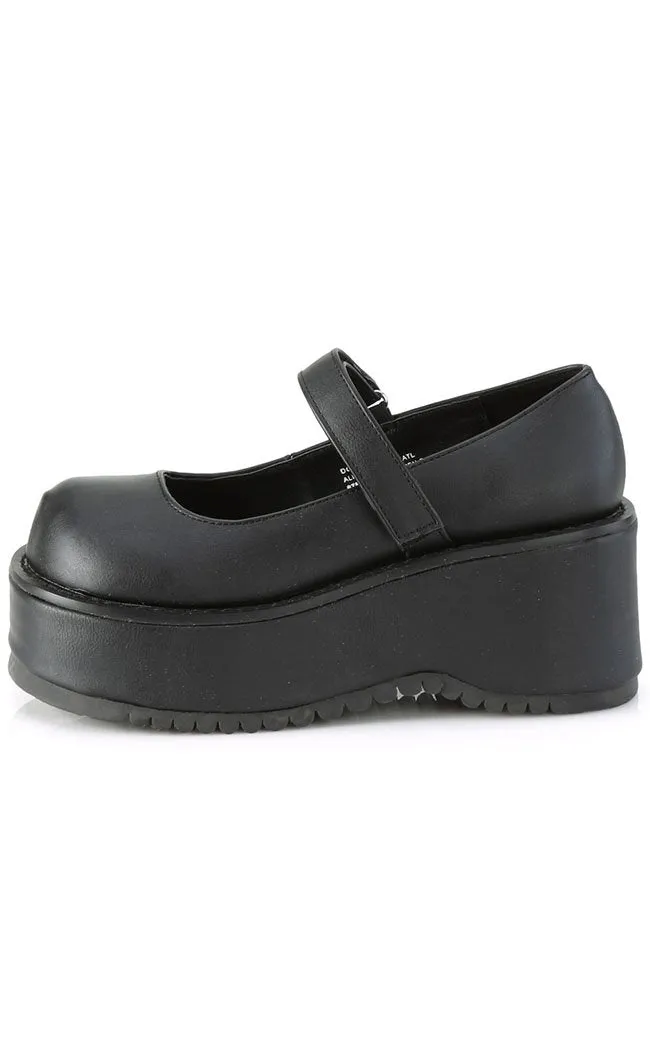 DOLLIE-01 Chunky Matte Black Mary Janes (AU Stock)