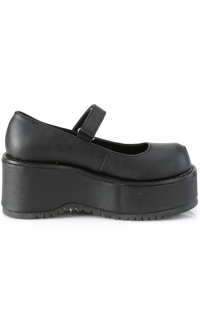 DOLLIE-01 Chunky Matte Black Mary Janes (AU Stock)