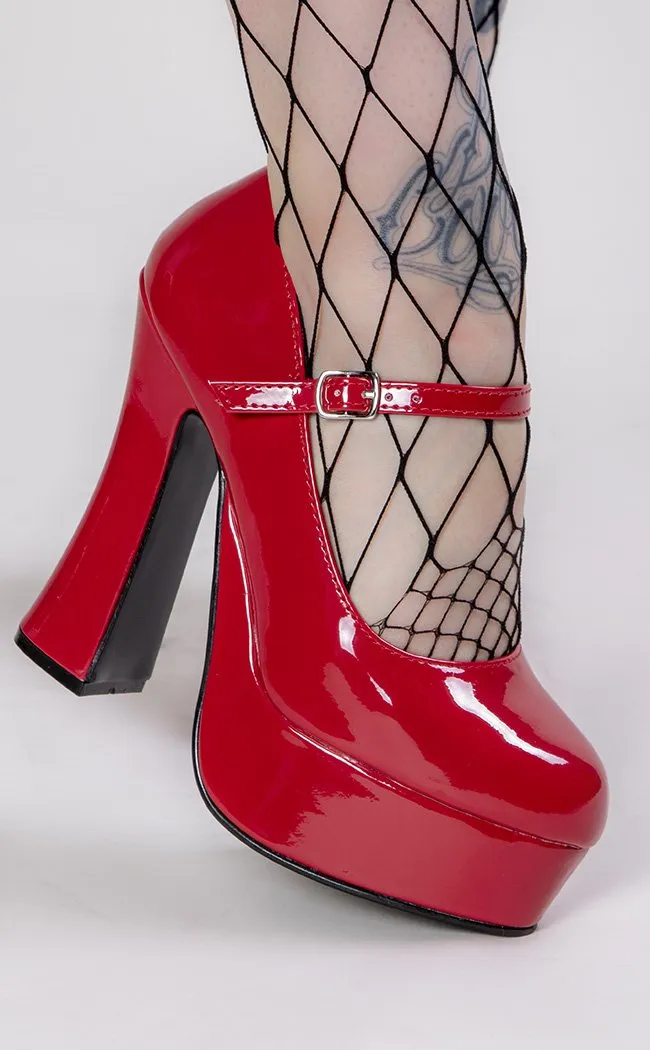 DOLLY-50 Red Patent Mary Jane Heels (AU Stock)