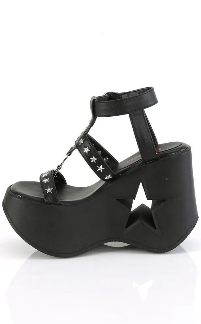 DYNAMITE-12 Black Matte Wedge Sandals