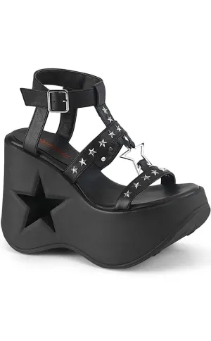 DYNAMITE-12 Black Matte Wedge Sandals